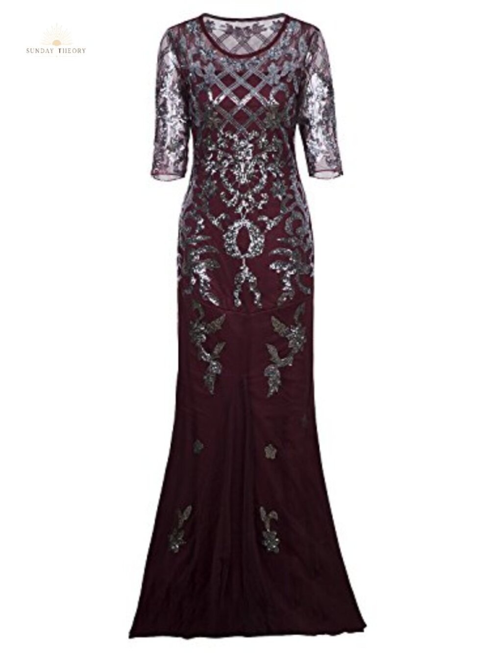 Vintage 1920s Sequin Mermaid Prom Wedding Long Sleeve Gown